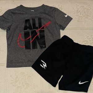 Nike Kids Gray Tee and Black Shorts Set